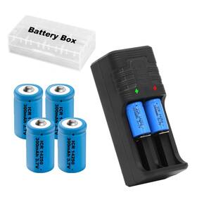 Ab-18650p4 Abunro Rechargeable 3.7v 14250 Battery With Charger 4 Pack Lithium Ion 1/2 Aa Size B