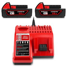 2xm18b4-m1218 Batpower 2-pack 18v 4.0ah Compact Lithium Battery And Charger Kit - Replacement For Milw