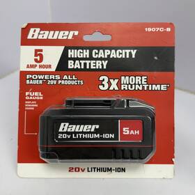 1907c-b Bauer 193175541741 20v Lithium 5.0ah High Rechargeable Battery