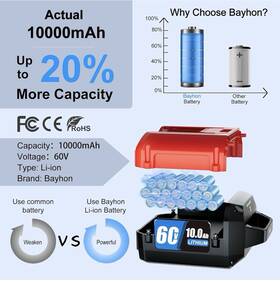 Tr886100 Bayhon 60v 10ah Lithium-ion Battery For Lawn Mower Chainsaw Tr886100 Bayhon 60v 10ah Lithium-ion Battery For Lawn Mower Chainsaw
