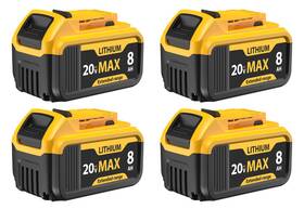 Dcb206 Bboattloir 744585734386 4-pack 8000mah Replacement For Dewalt 20v Max Battery- Compatible With