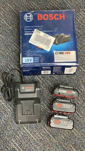Gxs18v-15n15 Bosch 18v Core18v Charger With 4.0 Ah Battery 2 5.0 Batteries Gxs18v-15n15 Bosch 18v Core18v Charger With 4.0 Ah Battery 2 5.0 Batteries