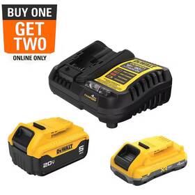 Dewalt 313036678618 20v Max Lithium-ion Starter Kit With 4.0 Ah And 5.0 Batteries Charger