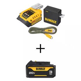 Dewalt 313051374335 20-volt Max Lithium-ion Charger And Usbc Adaptor Kit With Premium 3.0ah