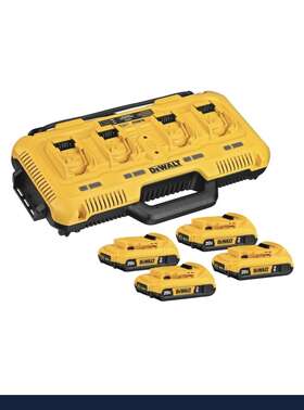 Dcb104d4 Dewalt 20/12 Volt Simultaneous 4 Port Charger Kit W Batteries New