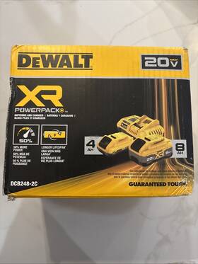 Dcb248-2c Dewalt Battery Kit With Charger - 20v 8 Ah And 4ah New In Box