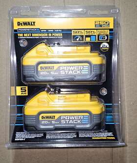 Dcbp520-2 Dewalt Powerstack 20v Max 5ah Li-ion Battery Packs 2 Pack New Sealed Dcbp520-2 Dewalt Powerstack 20v Max 5ah Li-ion Battery Packs 2 Pack New Sealed