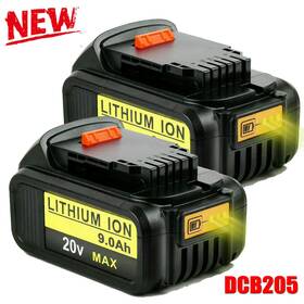 Dcb200-2 For Dewalt Dcb209-1 2 Pack 20 Volt Max 18v 9.0ah Lithium Ion Battery Dcb206-2