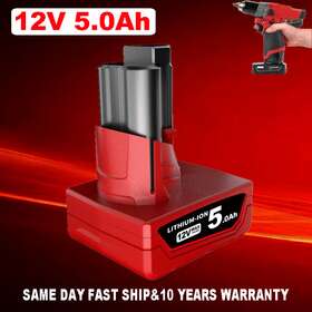 Fo-milwaukee-m12 For Milwaukee 48-11-2450 M12 Lithium High Output 5.0ah Xc5.0 Battery Pack New