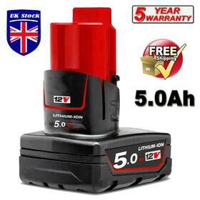 For Milwaukee M12-b6 5.0ah High Capacity Battery M12 Lithium Ion 12v 48-11-2402 Tool Uk