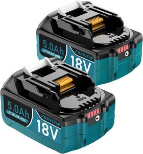 Foxview Fox-mkt01 2-pack 5.0ah 18v Lithium-ion Replacement Battery For Makita 18 Volt Power Tool
