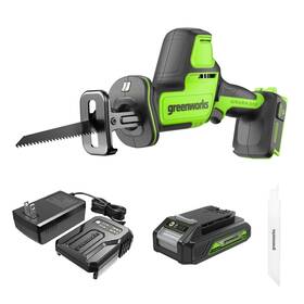 Pa233k Greenworks Big Sale 24v 1 Inch One-handed Compact Reciprocating Saw With 2.0ah Battery And Charger
