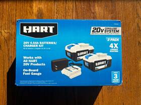 Hart 840092613043 20v 2 4ah Battery And Charger Kit Brand New
