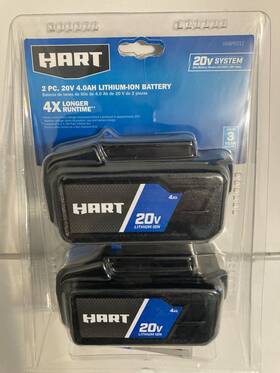 Hart Hgpb0212 20v 4.0ah Lithium Ion Battery 2-pack New And Sealed Free Shipping