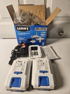 Hph012 Hart 20v 2.0ah Lithium Ion Battery 2 Pack /fast Charger Kit System