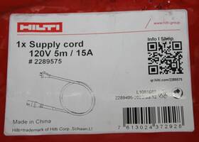 2289575 Hilti Supply Cord- Electric Power Detachable Replacement 5 Meters