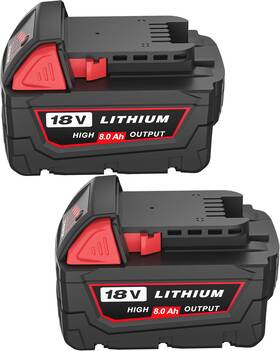Hochstern 445057643634 2pack M-18 Battery 8.0ah Replacement For Milwaukee 18v 48-11-1