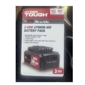Hyper Tough 209098004018 Ht Charge 20v Max 4.0ah Lithium-ion Battery Pack With 2 Usb Ports