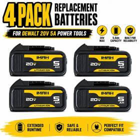 Imah B0gx9zsx7w 4-pack Replacement 20v Batteries For Dewalt Power Tools Max 5.0ah Lithium Ion