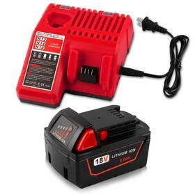 48-11-1840 Jnfkldsb M18-10 M18 18v 6.0ah Replacement For Milwaukee Battery And Charger Combo 48-11-1840 Jnfkldsb M18-10 M18 18v 6.0ah Replacement For Milwaukee Battery And Charger Combo