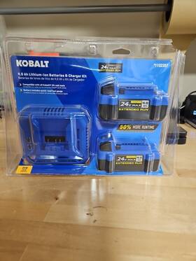 Kobalt 1102357-g1 24v Battery Charger Kit Max With Two 4.0 Ah Batteries #1102357-g1