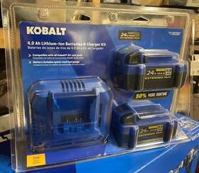 Kbcd3424-03 Kobalt 24v 4.ah 2 Pack And Charger Kit Kbcd 3424-03 1102357 - Sealed