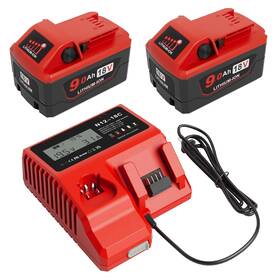 Komifolen 740863676980 2 Pack 9.0ah 18v Battery And Charger Replacement For Milwaukee M18 Batteries