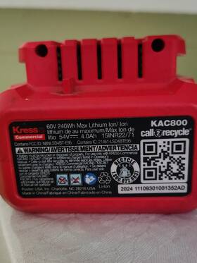 Kac800 Kress Commercial 60v 4.0ah Cyberpack Nano Battery