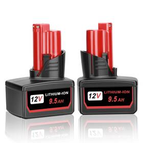 Ibm1295us-a Kunlun 2pack 9500mah High Output 12v Battery For Milwaukee Lithium Pack
