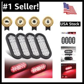 4-24led-clr Ledvillage 6 Inch Clear Lens Red Light 24 Led Oval Flash Break Fender Marker Multi-function