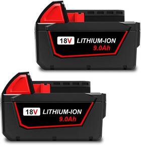 48-11-1880-2 Lizone 2 Pack 9.0ah High Output Battery For Milwaukee 18v M18 Lithium Xc8.0