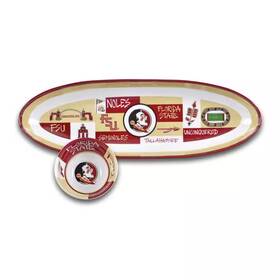 Magnolia Lane 711181351255 Florida State 20 Inch Assorted Colors Melamine Oval Chip And Dip Server Set Of 2