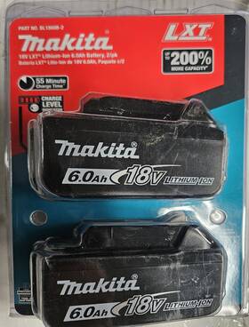 Bl1860b2 Makita 6.0ah 18v Lithium-ion Battery 2 Pack New Factory Sealed