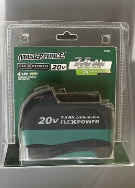Masterforce 252-8027 7.5 Ah Flexpower 20v Lithium-ion Battery New In Retail Package