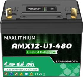 Amx12-u1-480a Maxlithium Lawn Mower Battery 480cca Group U1 Lithium 12.8v 16ah Ride On Tractor