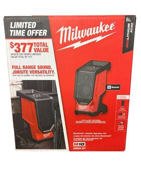 2954-21 Milwaukee 045242464838 M18 Bluetooth Jobsite Speaker Kit With Xc3.0 Battery And Charger