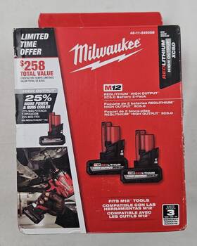 Xc5.0 Milwaukee 045242563982 2-pack Genuine M12 Redlithium High Output 5.0ah Battery