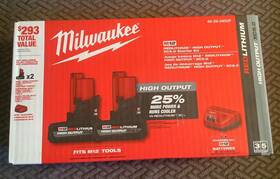 48-59-2450p Milwaukee 045242827343 New M12 12v Redlithium High Output Kit With 2 - 5 Ah Battery