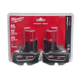 262061-24232390 Milwaukee M12 48-11-2412 12 Volt 3.0 Ah Xc Red Lithium Batteries 2 Pack