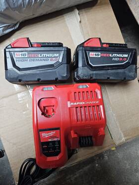 2x9.0ah Milwaukee M18 Rapid Charger And Batteries