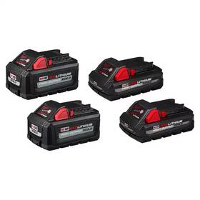 Milwaukee 313049046008 M18 18-volt Lithium-ion High Output 6.0ah And 3.0ah Battery Pack 4-pack