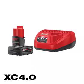 Milwaukee 313097372326 M12 12-volt Lithium-ion Xc Battery Pack 4.0 Ah And Charger Starter Kit