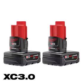 Milwaukee 445000348333 M12 12-volt Lithium-ion Xc Extended Capacity 3.0 Ah Battery Pack 2-pack