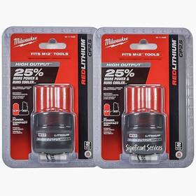 Milwaukee 445004870830 48-11-2425 12v Lithium-ion Hight Output Cp2.5ah Battery 2 Pack