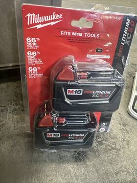 Milwaukee 445029827864 M18 18-volt Lithium-ion Xc Extended Capacity 5.0 Ah Battery Pack 2-pack