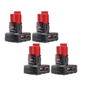 48-11-2412-48-11-2412 Milwaukee M12 12-volt Lithium-ion Xc Extended Capacity 3.0 Ah Battery Pack 4-pack 48-11-2412-48-11-2412 Milwaukee M12 12-volt Lithium-ion Xc Extended Capacity 3.0 Ah Battery Pack 4-pack