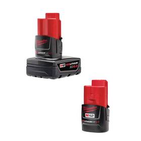 48-11-2460-48-11-2430 Milwaukee M12 12-volt Lithium-ion Extended Capacity Battery Pack Combo With 6.0ah And 3.0ah