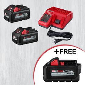6734460 Milwaukee M18 High Output Starter Kit With 2 Xc6.0 Batteries And Charger Plus