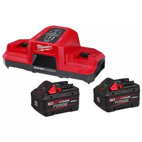 Milwaukee 726084904897 M18 Forge 8ah Battery 2-pack With Dual Bay Simultaneous Super Charger
