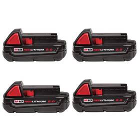 Milwaukee 845242000261 M18 18-volt Lithium-ion Compact Battery Pack 2.0ah 4-pack